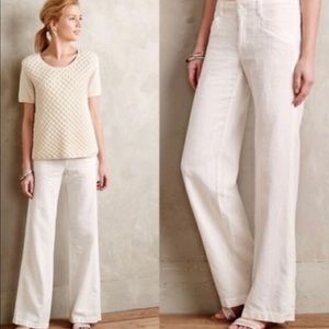 Anthropologie white linen/cotton pants. SZ 8